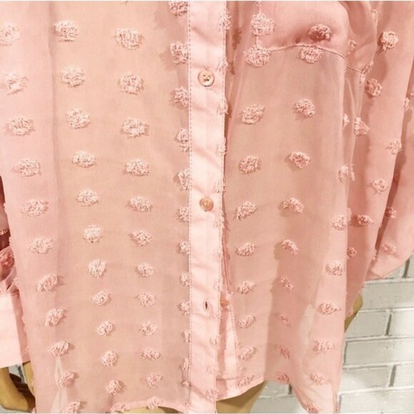 Asos Women’s Textured Pink Button Down Top - Size 14 - Picture 4 of 9